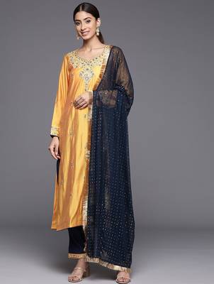 Ethnic Motifs Embroidered Regular Kurta with Trousers & With Dupatta 1