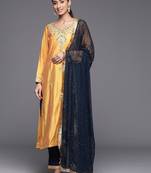 Ethnic Motifs Embroidered Regular Kurta with Trousers & With Dupatta