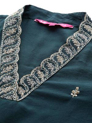 Women Ethnic Motifs Embroidered Regular Beads and Stones Kurta with Trousers & With Dupatta 3