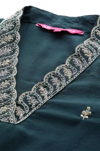 Women Ethnic Motifs Embroidered Regular Beads and Stones Kurta with Trousers & With Dupatta