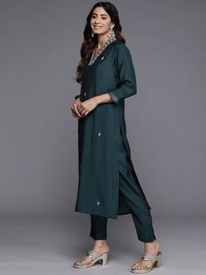 Women Ethnic Motifs Embroidered Regular Beads and Stones Kurta with Trousers & With Dupatta 6