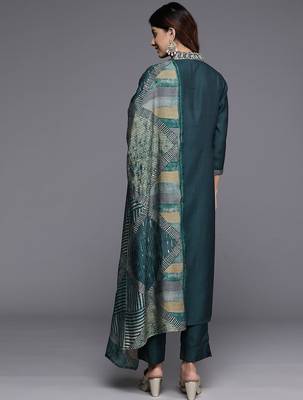 Women Ethnic Motifs Embroidered Regular Beads and Stones Kurta with Trousers & With Dupatta 7