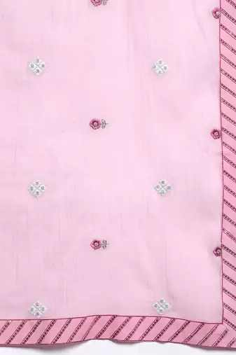 Floral Embroidered Thread Work Pure Cotton Kurta with Trousers & Dupatta