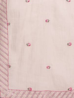 Floral Embroidered Mirror Work Pure Cotton Kurta with Trousers & Dupatta 5
