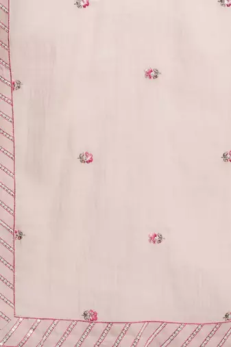 Floral Embroidered Mirror Work Pure Cotton Kurta with Trousers & Dupatta