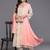 Floral Printed Mirror Work Pure Cotton Anarkali Kurta with Trousers & Dupatta