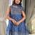Blue Embroidered Empire Square Neck Anarkali Kurta With Trousers & Dupatta