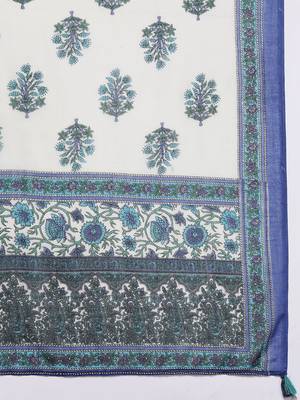 Women Floral Printed Angrakha Pure Cotton Kurta with Trousers & With Dupatta 5