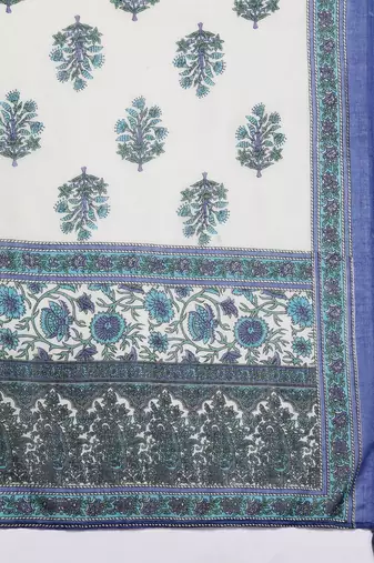Women Floral Printed Angrakha Pure Cotton Kurta with Trousers & With Dupatta