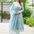 Floral Printed Mirror Work Anarkali Kurta With Trouser & Dupatta
