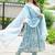 Floral Printed Mirror Work Anarkali Kurta With Trouser & Dupatta