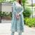 Floral Printed Mirror Work Anarkali Kurta With Trouser & Dupatta