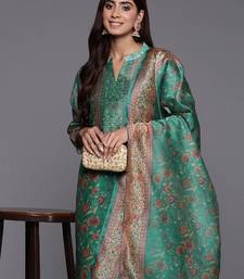 Women Floral Printed Regular Chanderi Silk Kurta with Trousers & Dupatta