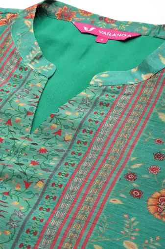 Women Floral Printed Regular Chanderi Silk Kurta with Trousers & Dupatta