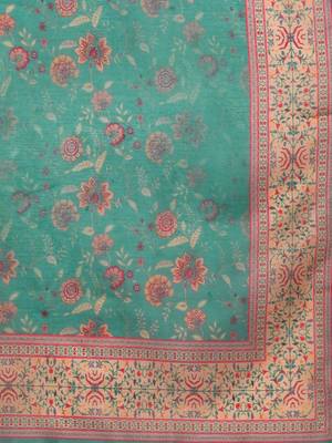Women Floral Printed Regular Chanderi Silk Kurta with Trousers & Dupatta 5