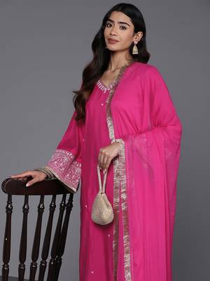 Women Ethnic Motifs Embroidered Regular Kurta with Trousers & With Dupatta 2