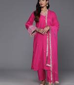 Women Ethnic Motifs Embroidered Regular Kurta with Trousers & With Dupatta