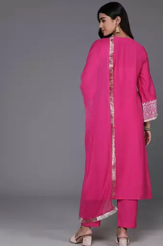 Women Ethnic Motifs Embroidered Regular Kurta with Trousers & With Dupatta