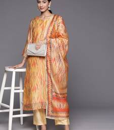 Women Printed Regular Chanderi Silk Kurta with Trousers & With Dupatta