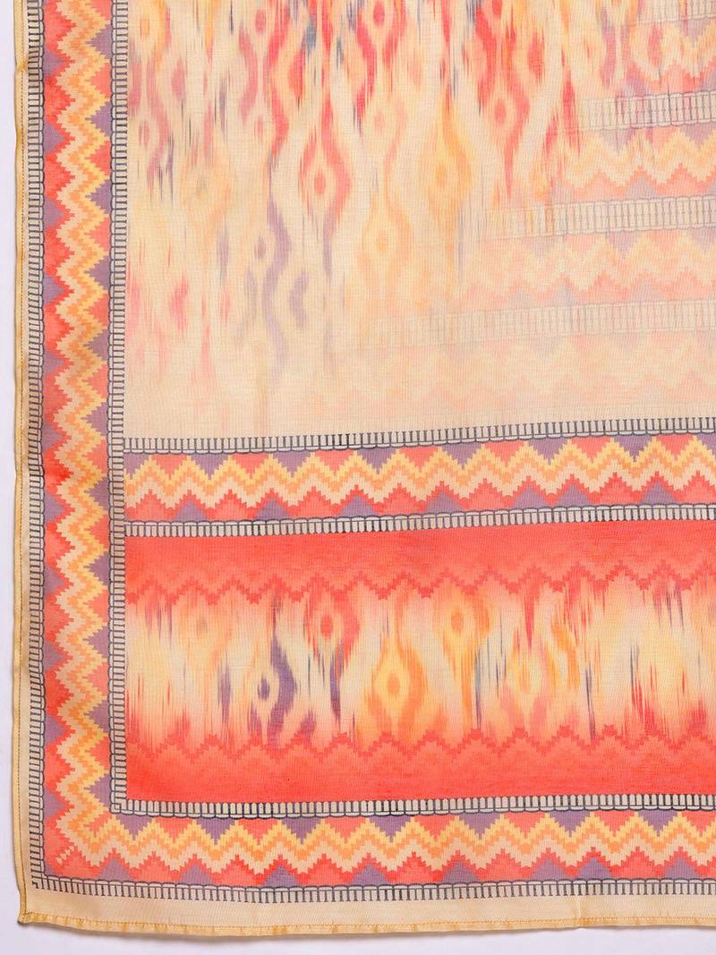 Women Printed Regular Chanderi Silk Kurta with Trousers & With Dupatta