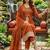 rust orange ethnic embroidered cotton straight kurta set with dupatta