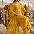 mustard yellow floral embroidered cotton straight kurta set with dupatta.
