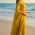 mustard yellow floral embroidered cotton straight kurta set with dupatta.