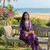 Beautiful jaipuri purple floral printed cotton anarkali suit with dupatta