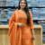 orange floral printed cotton anarkali suit with dupatta