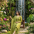 green floral printed cotton anarkali suit with dupatta