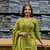 green floral printed cotton anarkali suit with dupatta