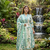 ivory & mint green floral block printed cotton anarkali kurta set with dupatta