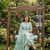 ivory & mint green floral block printed cotton anarkali kurta set with dupatta