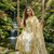 Beautiful jaipuri off-white and mustard yellow floral block printed cotton anarkali suit set