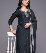 Ethnic Motifs Embroidered Sequinned Kurta With Trousers & Dupatta