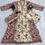 pink and cream floral printed handwork taj cotton a-line kurta suit set