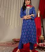 Bandhani Printed Gotta Patti Straight Kurta & Trouser With Dupatta