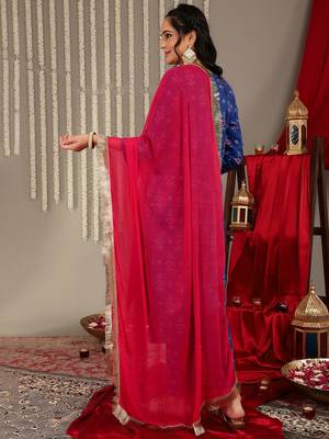 Bandhani Printed Gotta Patti Straight Kurta & Trouser With Dupatta 6