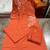 rust orange embroidered linen angrakha suit set