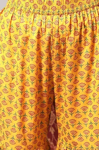 Ethnic Motifs Printed Gotta Patti A-Line Kurta & Sharara With Dupatta