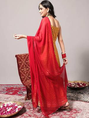 Ethnic Motifs Printed Gotta Patti A-Line Kurta & Sharara With Dupatta 6