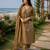 brown embroidered linen angrakha suit set