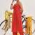 Red Striped Shoulder Straps Straight Kurta & Trousers With Dupatta