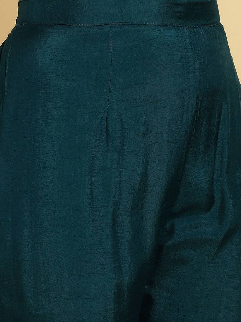 Floral Embroidered Beads & Stones Kurta With Trousers & Dupatta