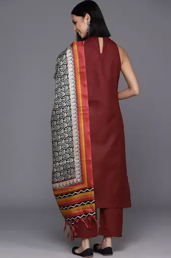 Halter Neck Straight Kurta with Trousers & Dupatta