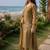 brown embroidered linen angrakha suit set