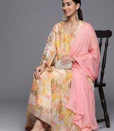 Floral Printed Empire Sequinned Kurta with Trousers & With Dupatta