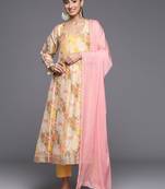 Floral Printed Empire Sequinned Kurta with Trousers & With Dupatta