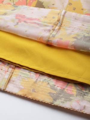 Floral Printed Empire Sequinned Kurta with Trousers & With Dupatta 8