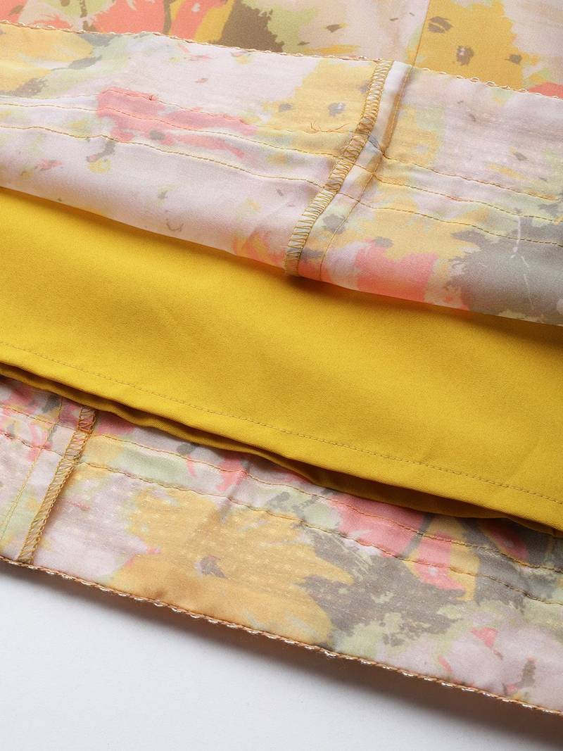 Floral Printed Empire Sequinned Kurta with Trousers & With Dupatta